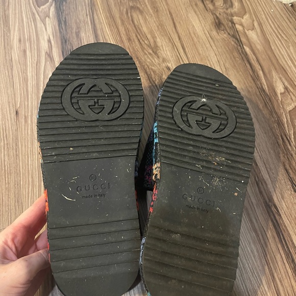 Multicolor Black Gucci Platform Slides - Picture 3 of 3